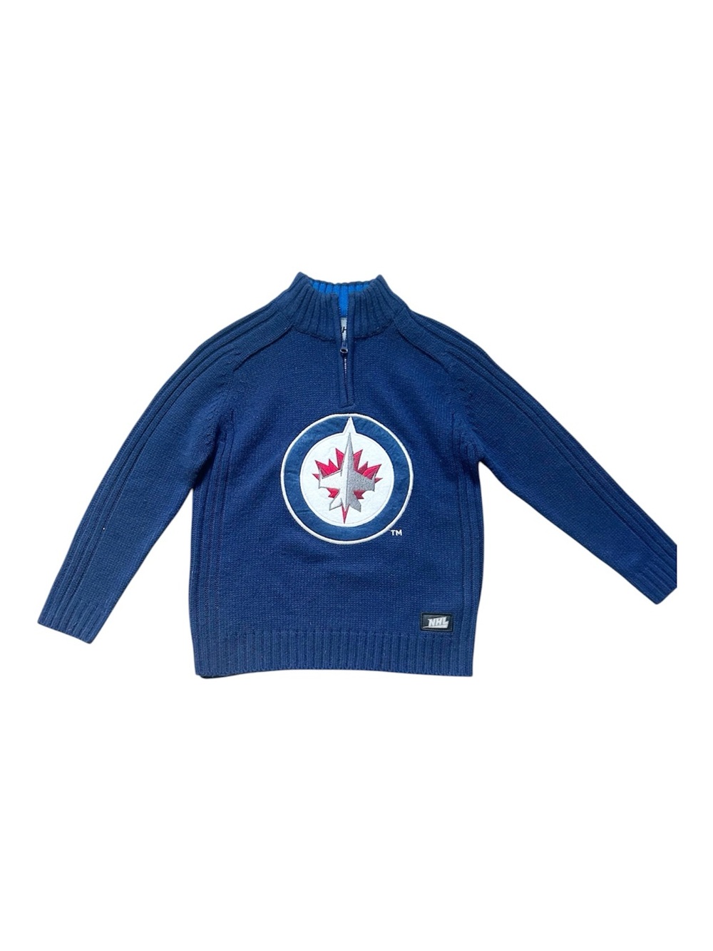 NHL Winnipeg Jets Half-Zip Knit Sweater Boys Size Small Fall/ Winter